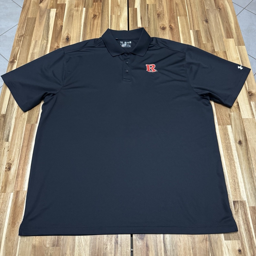 Rutgers Scarlet Knights Polo Shirt Mens 2XL Black Under Armour College Football